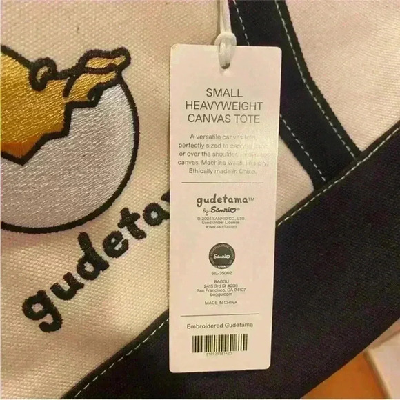 NWT BAGGU X Gudetama small heavyweight canvas tote bag - Picture 7 of 7